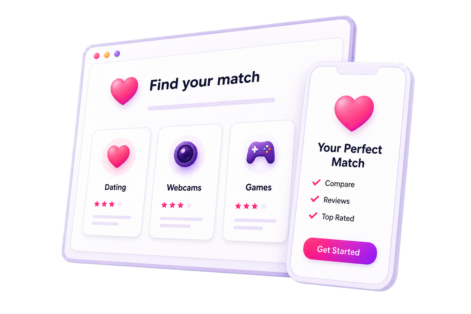 Find Your Perfect Match: Compare Dating, Webcam & Adult Game Sites hero illustration